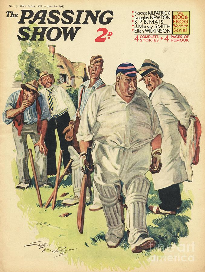 Cricket Drawing - 1930s,uk,the Passing Show,magazine Cover #70 by The Advertising Archives