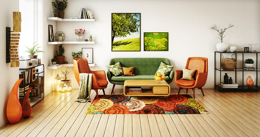 70s Style Living Room Photograph by Bulgac
