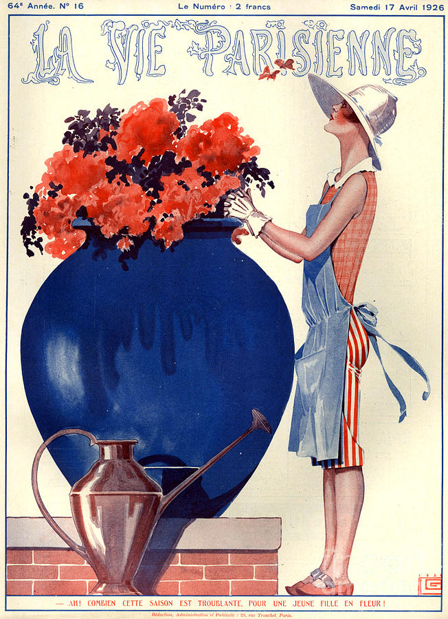 Flower Drawing - 1920s France La Vie Parisienne Magazine #72 by The Advertising Archives