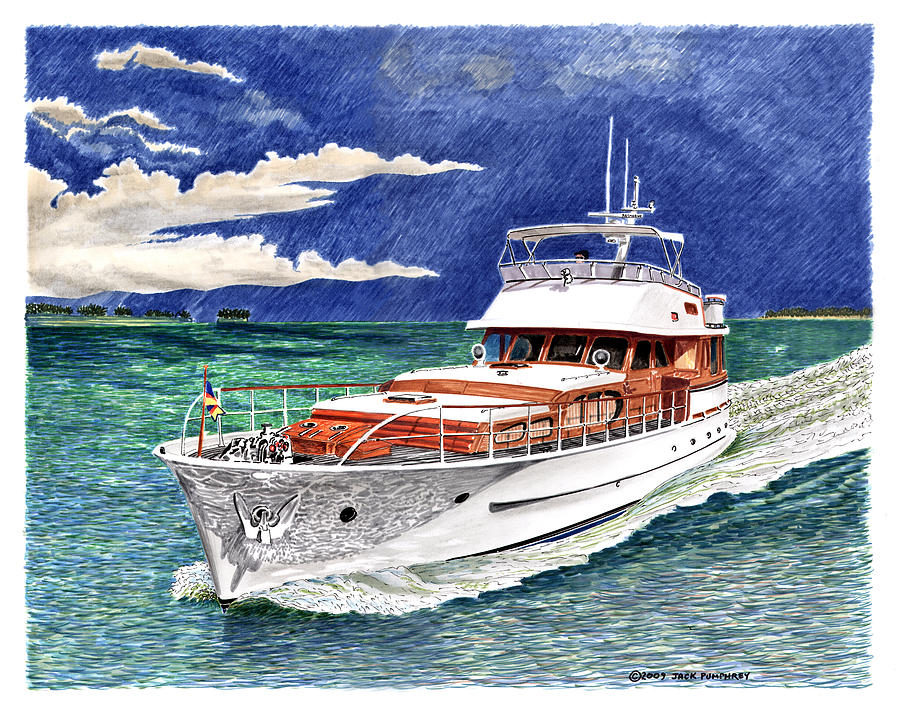 72 foot Fedship Yacht Painting by Jack Pumphrey