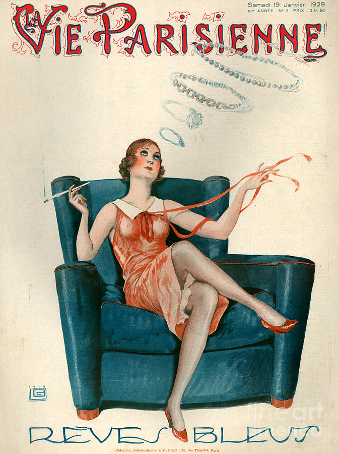 Tobacco Drawing - 1920s France La Vie Parisienne Magazine #73 by The Advertising Archives