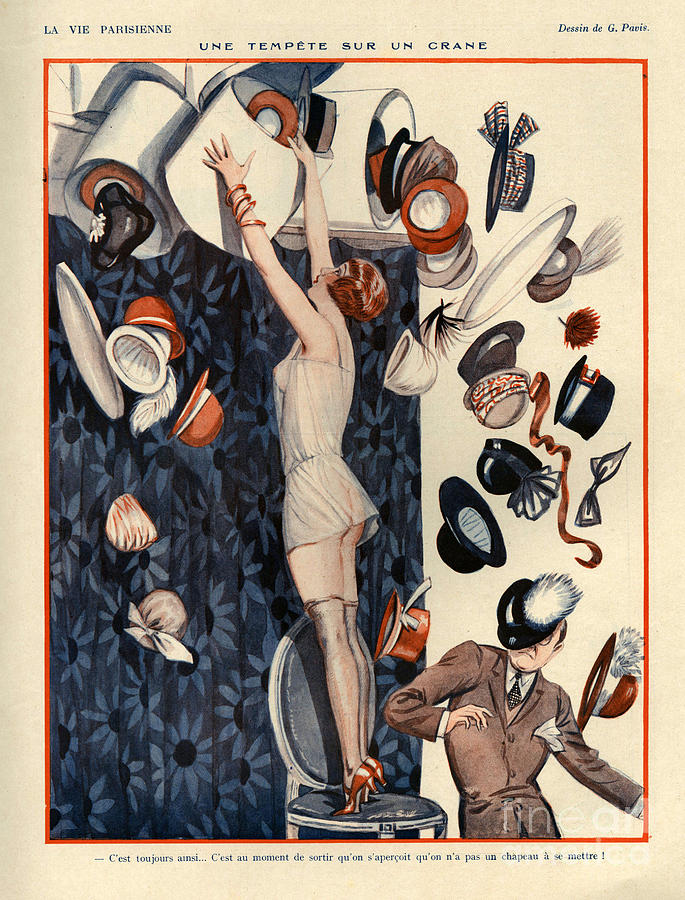 Hat Drawing - 1920s France La Vie Parisienne Magazine #74 by The Advertising Archives