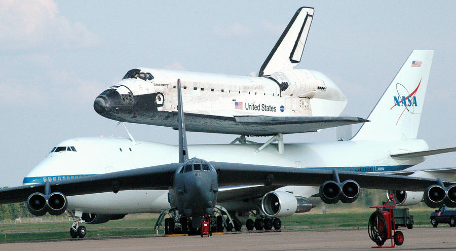 Space Photograph - 747 Transporting Discovery Space Shuttle by Science Source