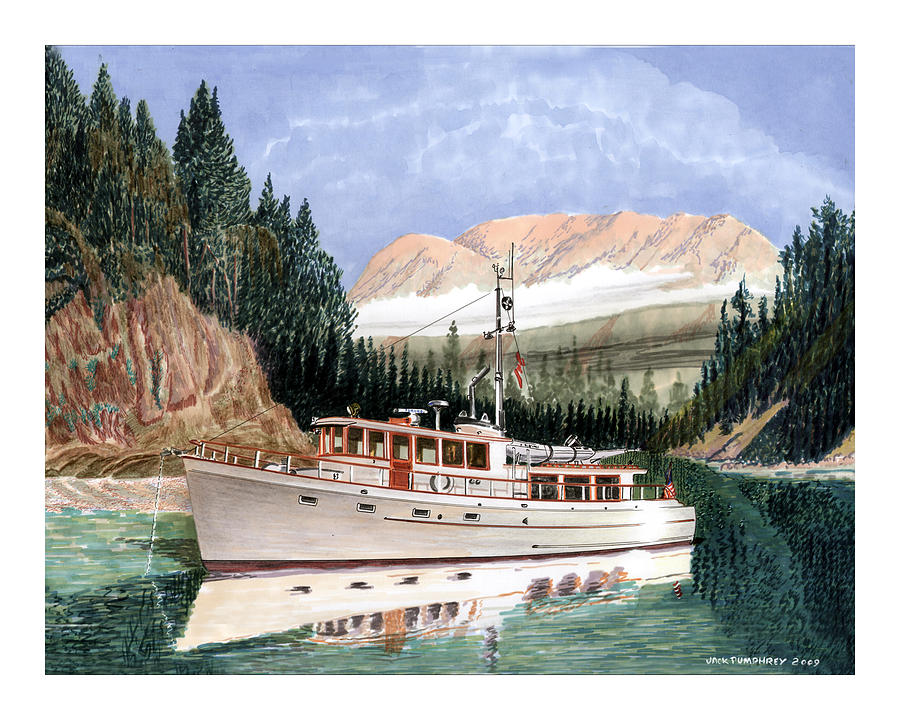 yachting in Desolation Sound Painting by Jack Pumphrey