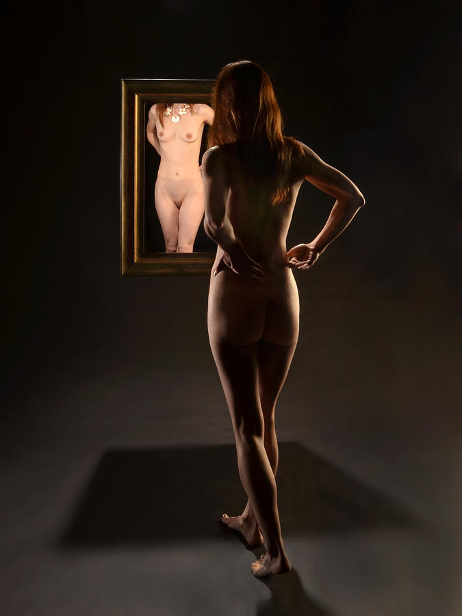 7693 Nude Standing In Front of Mirror Photograph by Chris Maher