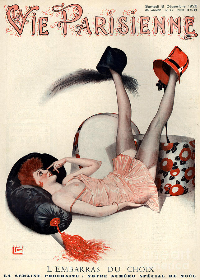 Hat Drawing - 1920s France La Vie Parisienne Magazine #79 by The Advertising Archives