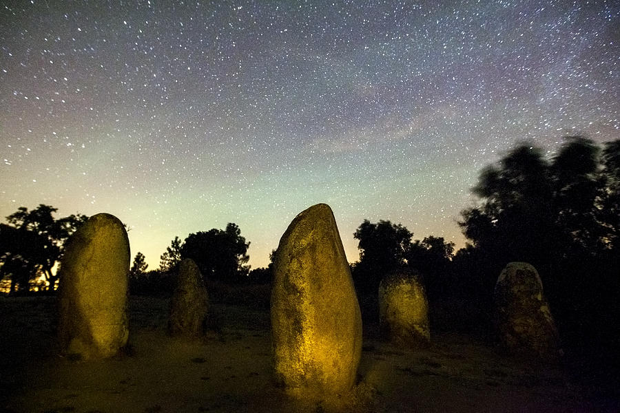 Prehistoric Photograph - Airglow during a starry night in the Almendres Cromlech #8 by Andre Goncalves