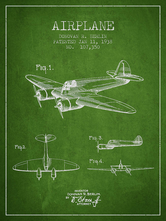 Vintage Digital Art - Airplane patent Drawing from 1938 #6 by Aged Pixel