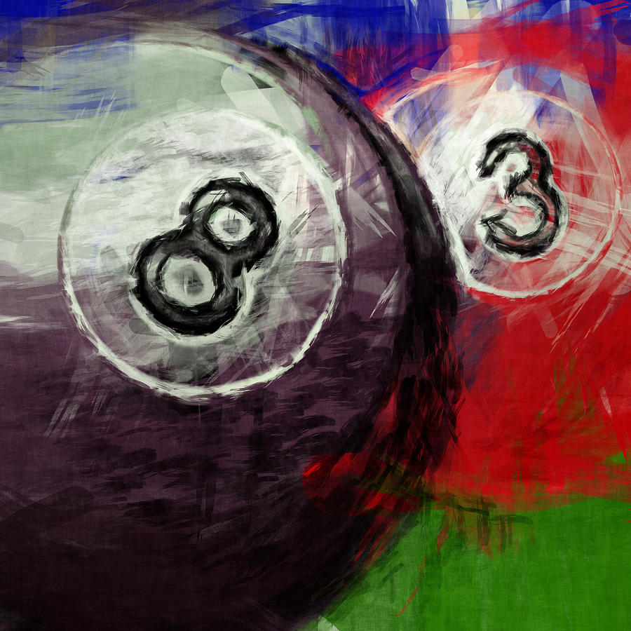 8 and 3 Billiard Balls Digital Art by David G Paul