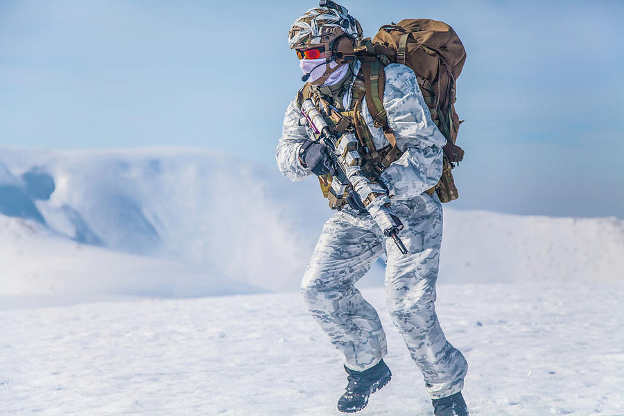 Army Serviceman In Winter Camo by Oleg Zabielin