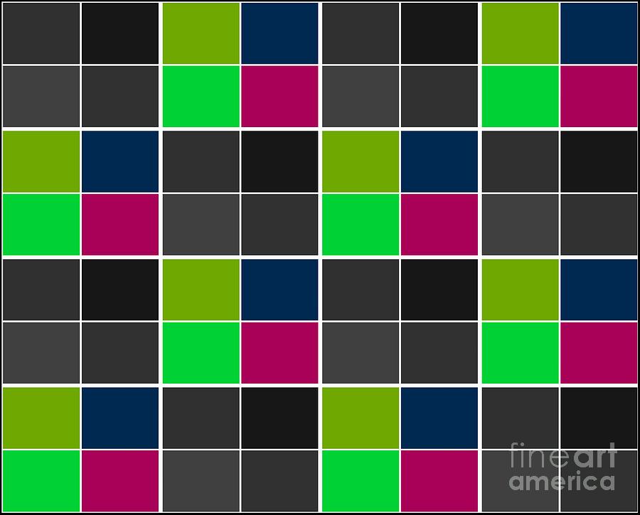 Tiled Color Blocks with Lime and Pink Digital Art by Barbara A Griffin