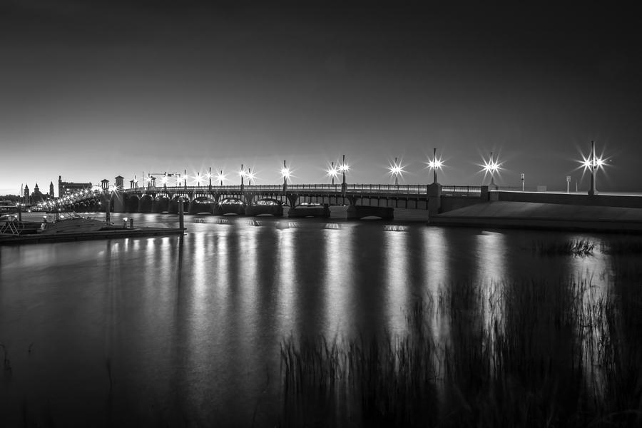 Architecture Photograph - Bridge of Lions St Augustine Florida Painted BW #9 by Rich Franco
