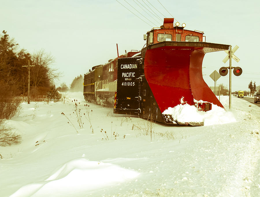 Winter Photograph - Canadian Pacific snow plow #8 by Nick Mares