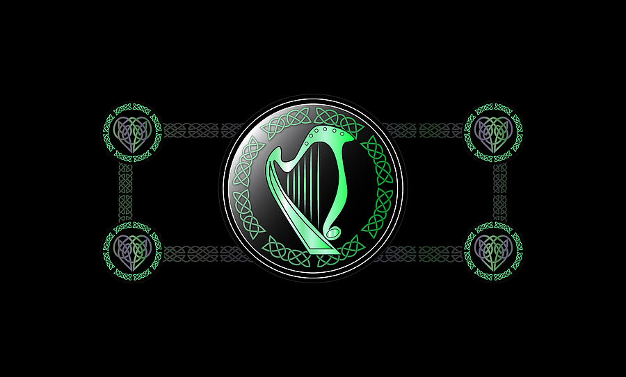 Celtic Digital Art - Celtic Harp by Ireland Calling Celtic Digital Art - Celtic Harp by Ireland Calling