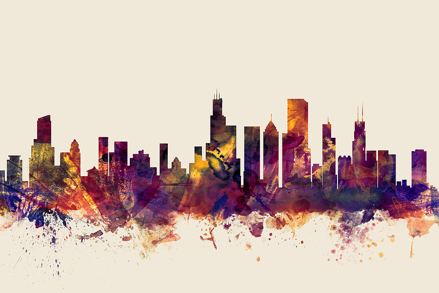 Chicago Digital Art - Chicago Illinois Skyline #8 by Michael Tompsett