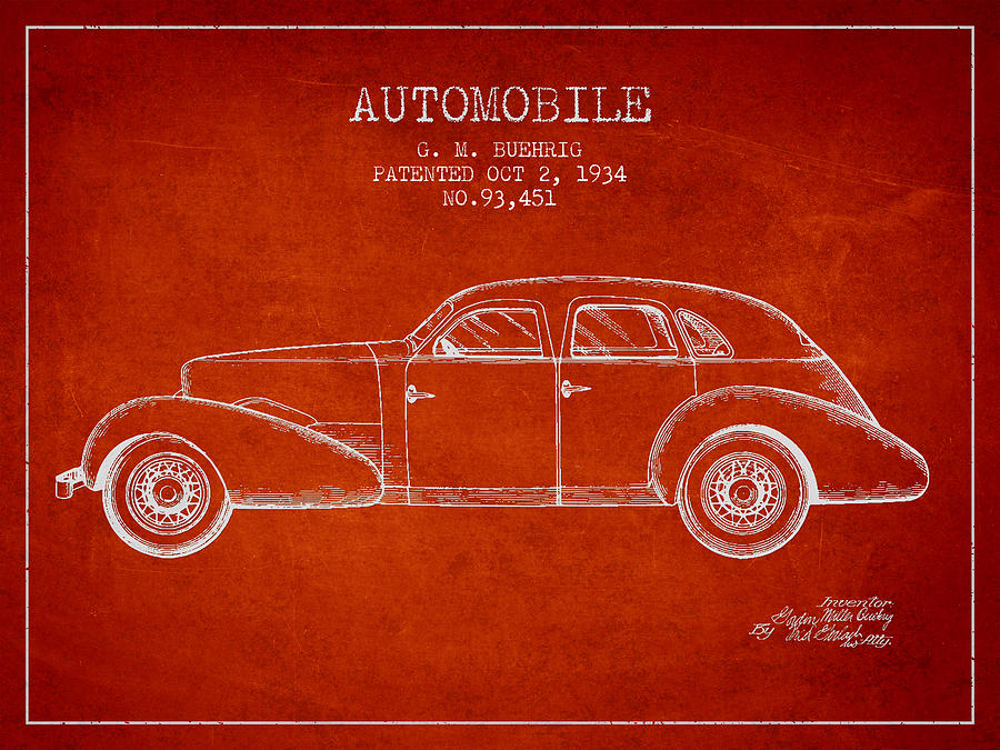 Vintage Digital Art - Cord Automobile Patent from 1934 #8 by Aged Pixel