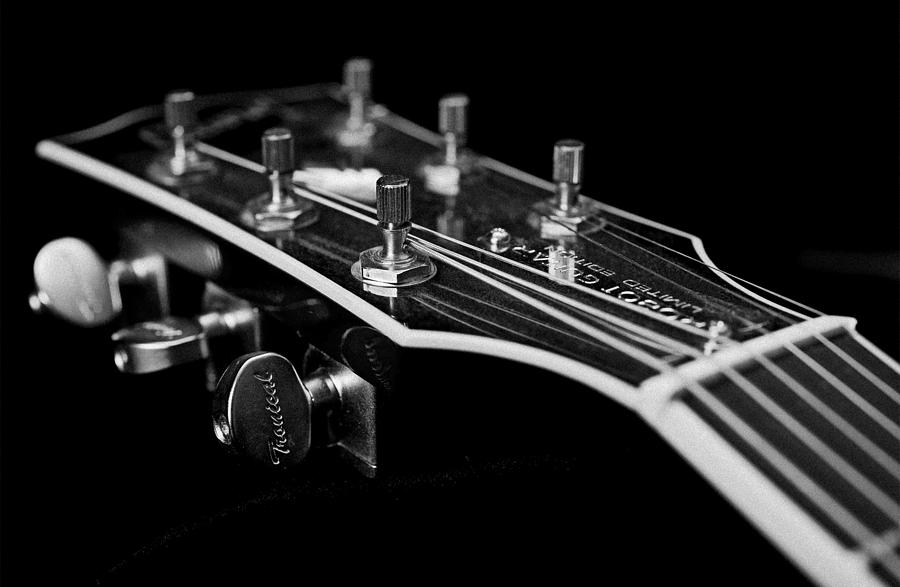 Gibson Electric Guitar BW Artistic Image  #2 Photograph by Jani Bryson