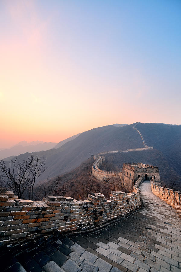 Great Wall sunset #8 Photograph by Songquan Deng