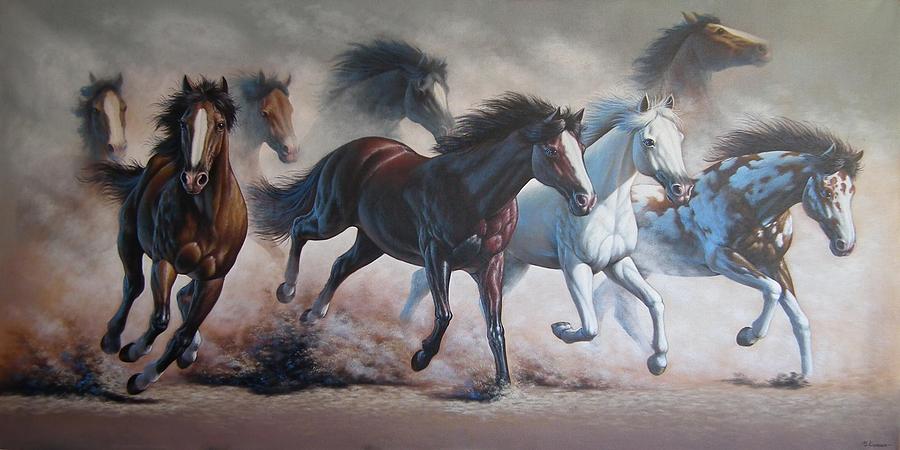 8 Horses Painting by Uus Kusmana - Fine Art America