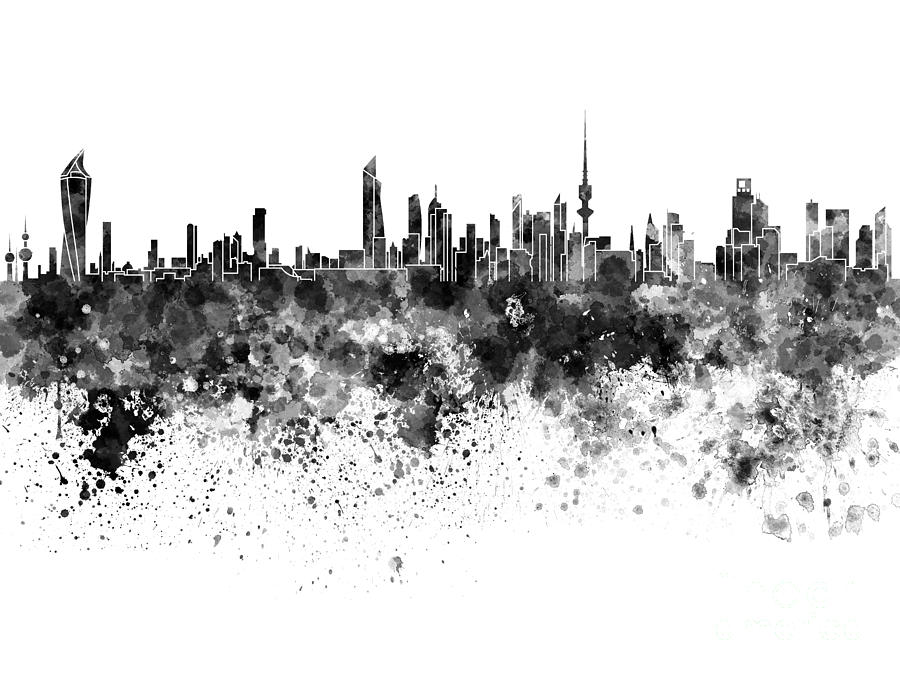 Kuwait City Skyline In Watercolor On White Background Painting By Pablo Romero