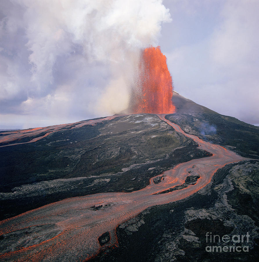 Lava Fountain At Kilauea Volcano, Hawaii #8 Photograph by Douglas Peebles