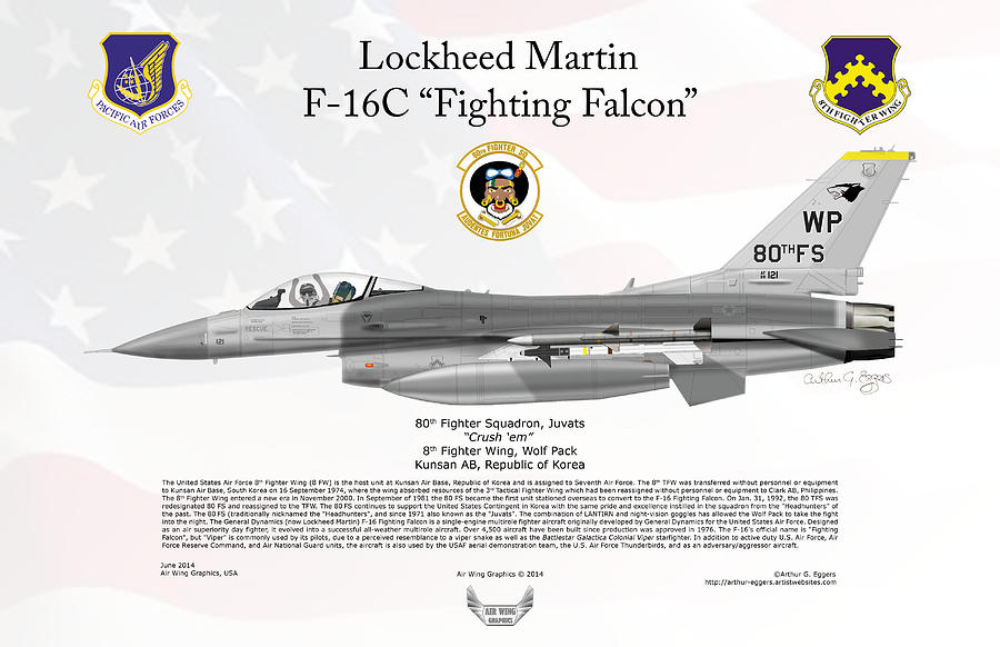 Lockheed Martin F-16C Fighting Falcon FLAG BACKGROUND #1 Digital Art by Arthur Eggers
