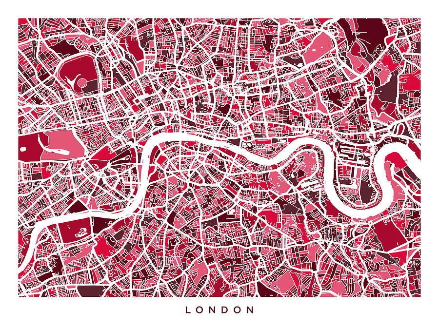 London England Street Map #8 Digital Art by Michael Tompsett