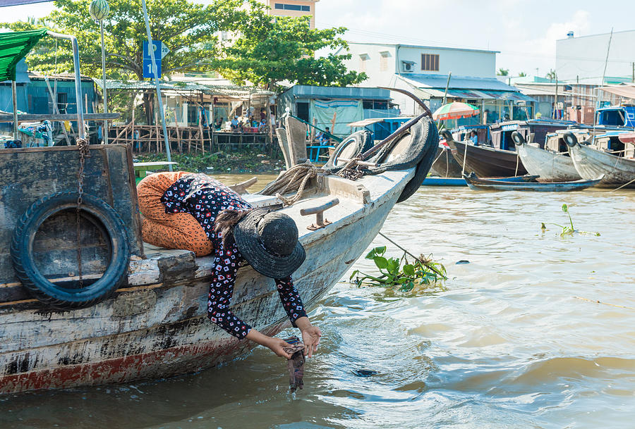 Transportation Photograph - Mekong floating market #8 by Nikita Buida
