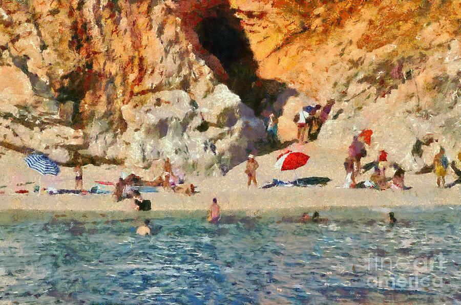 Porto Katsiki beach in Lefkada island #4 Painting by George Atsametakis