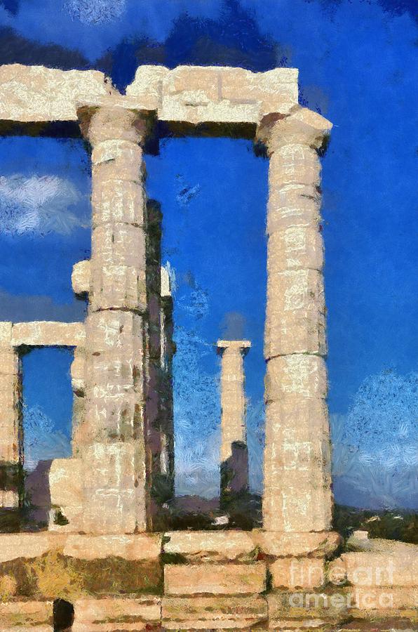 Poseidon temple #11 Painting by George Atsametakis