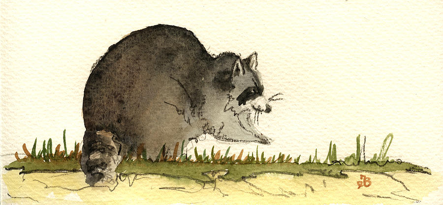 Wildlife Painting - Raccoon  #8 by Juan  Bosco