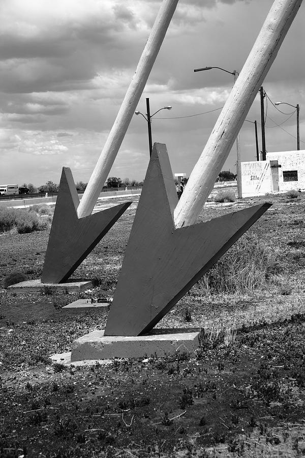 Route 66 - Twin Arrows Trading Post 2012 Bw #2 Photograph by Frank Romeo