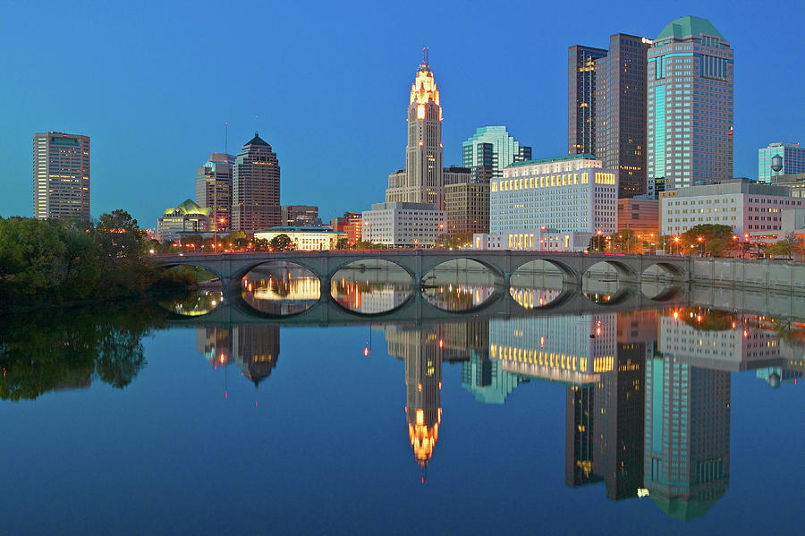 Scioto River And Columbus Ohio Skyline #8 Photograph by Panoramic Images