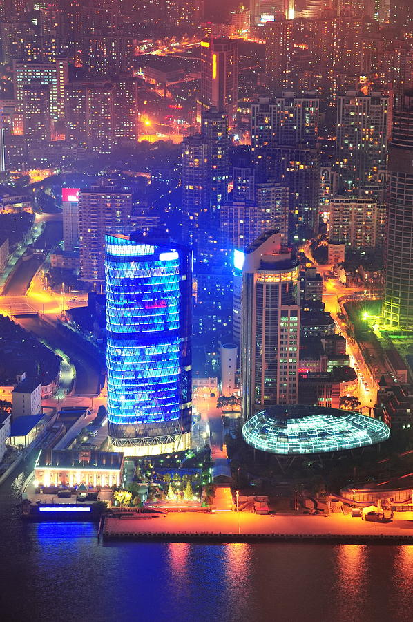 Shanghai aerial at dusk #8 Photograph by Songquan Deng