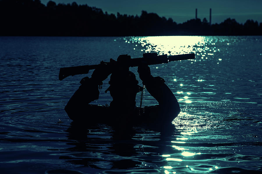 Silhouette Of A Special Forces Soldier Photograph By Oleg Zabielin