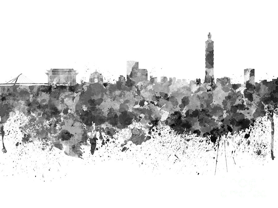Taipei skyline in watercolor on white background Painting by Pablo Romero Taipei skyline in watercolor on white background Painting by Pablo Romero