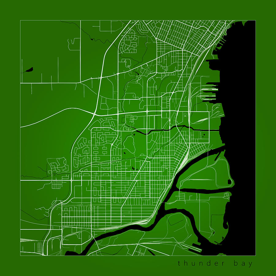 Thunder Bay Street Map - Thunder Bay Canada Road Map Art on Colo ...