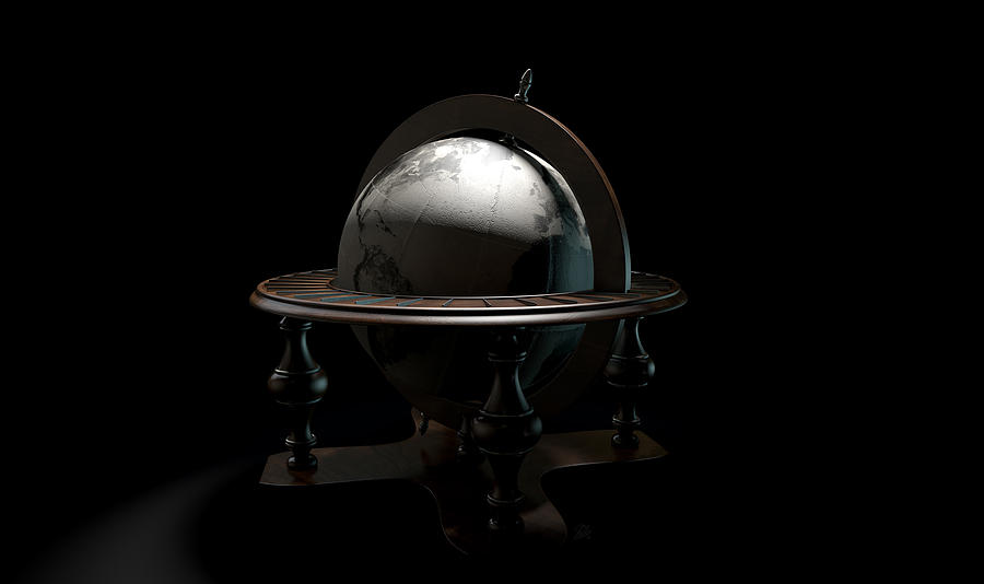 Vintage Digital Art - Vintage Wooden World Globe #8 by Allan Swart