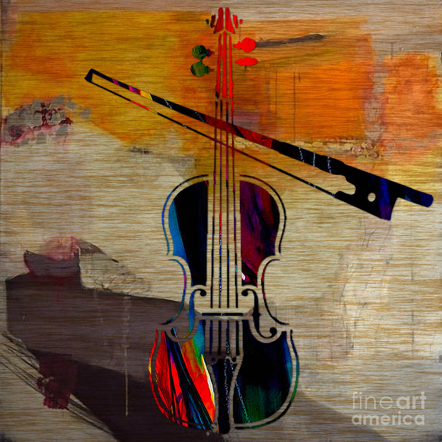 Music Mixed Media - Violin and Bow #9 by Marvin Blaine