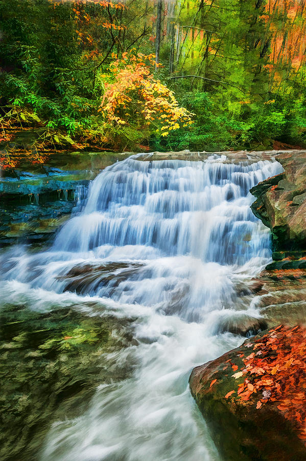 Waterfalls Great Smoky Mountains Painted  #9 Photograph by Rich Franco
