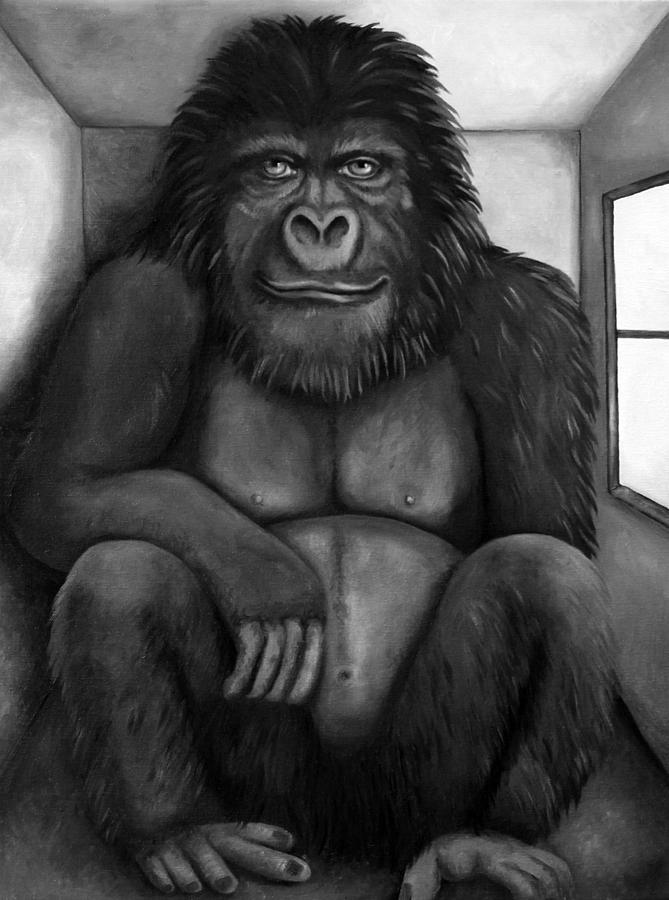 800 Pound Gorilla In The Room edit 3 bw Painting by Leah Saulnier The Painting Maniac