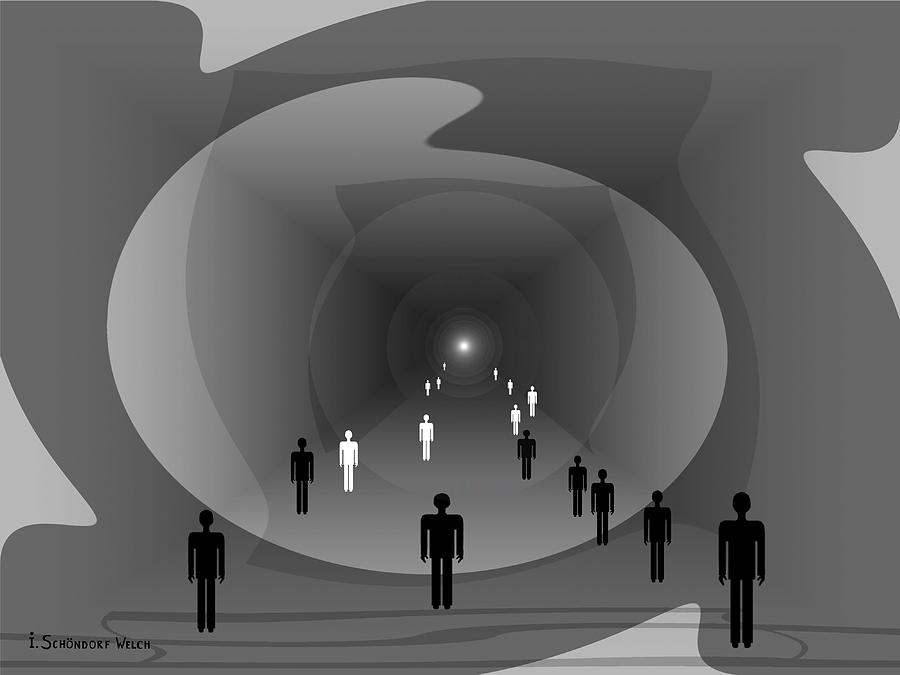 816 - Light at the end of the tunnel Digital Art by Irmgard Schoendorf Welch