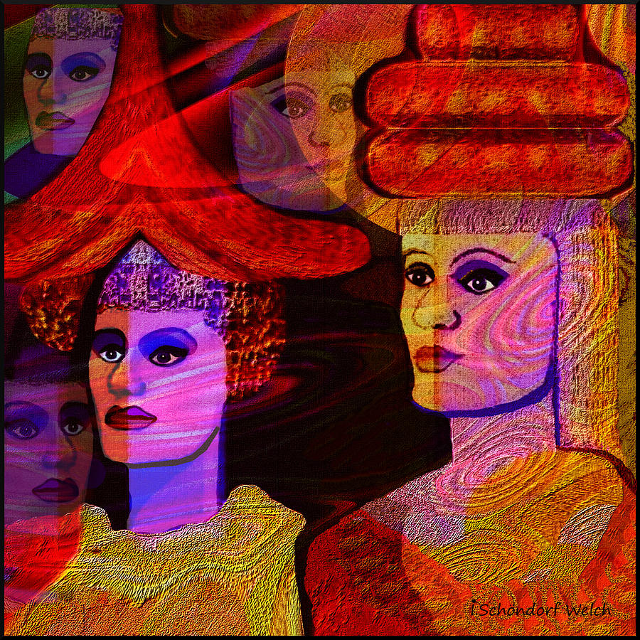 824 - People wearing  Fancy Hats Painting by Irmgard Schoendorf Welch