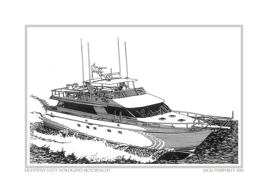 85 foot Custom Nordlund Motoryacht Drawing by Jack Pumphrey
