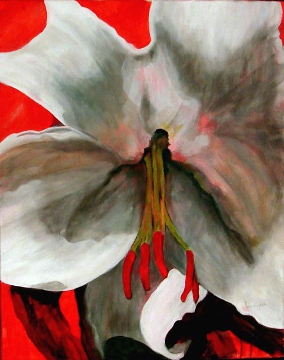 Orchid Painting - Orchid with Red by Susan Goodyear