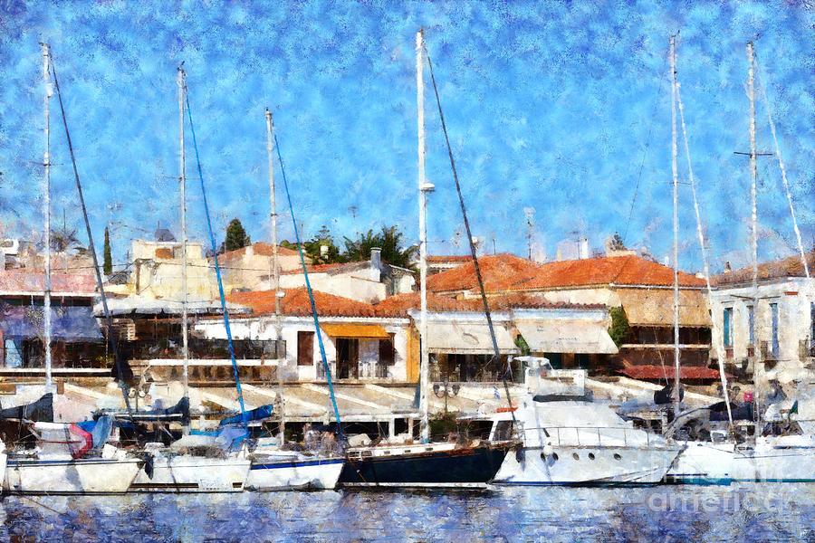 Aegina port #11 Painting by George Atsametakis