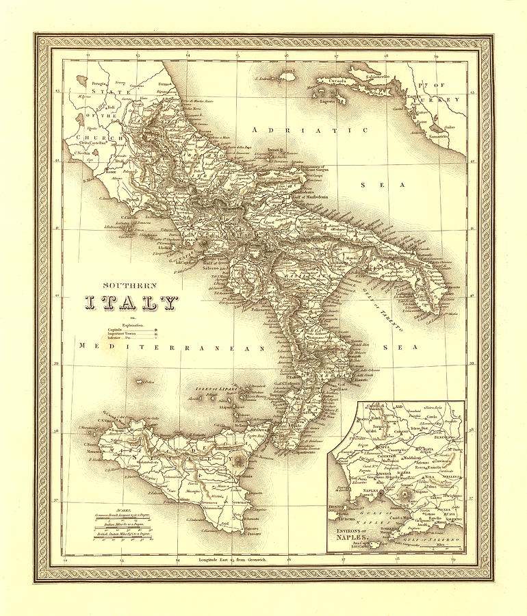 Antique Map of Italy 1800s Photograph by Roberto Adrian | Fine Art America