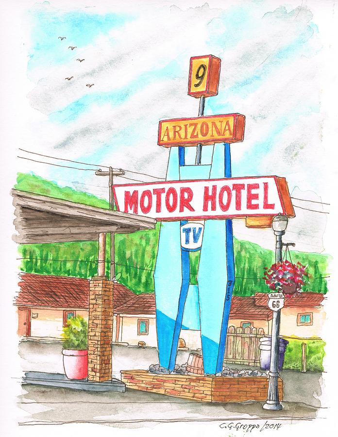 9 Arizona Motor Hotel In Route  66, Williams, Arizona Painting