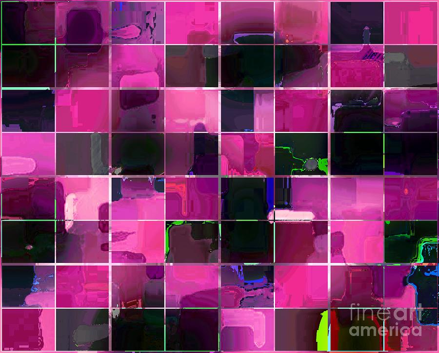 Tiled Blocks Pink Glow Digital Art by Barbara A Griffin