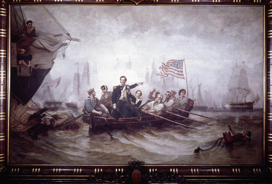 Transportation Painting - Battle Of Lake Erie, 1813 by William Henry Powell